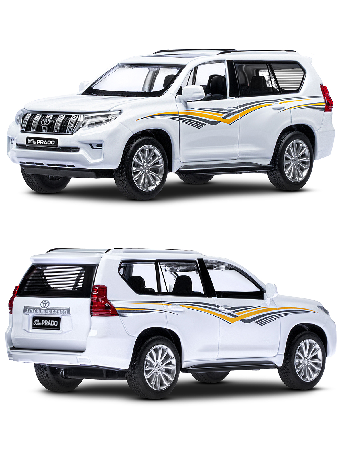 Машинка металлическая АВТОпанорама Land Cruiser Prado 1:32 белый JB1251319 - фото 5