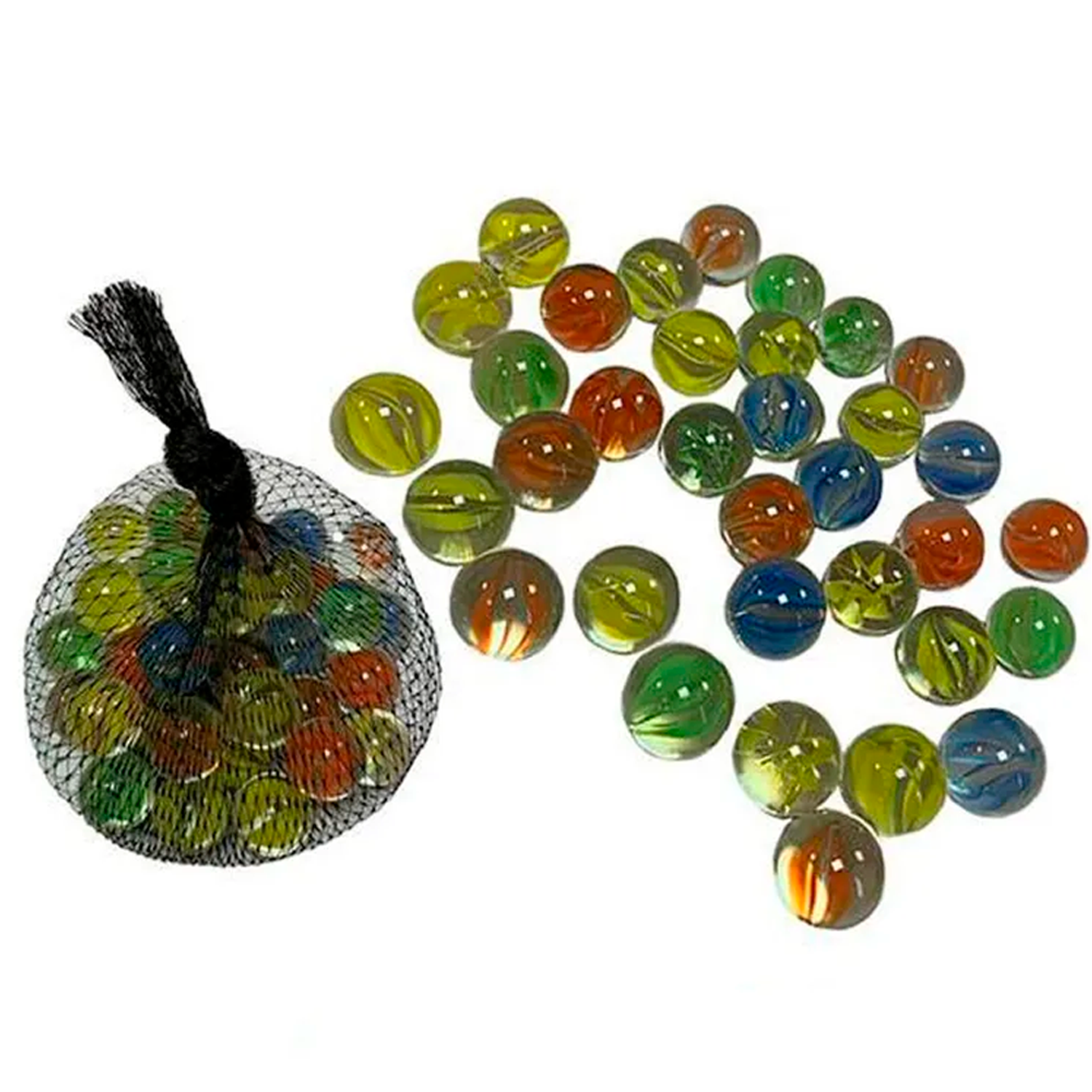 Стеклянные шарики Riota марблс грунт стеклянный Блестящие прозрачные с узором зеленый 16 мм 34 шт - фото 1