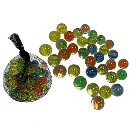 Стеклянные шарики Riota марблс грунт стеклянный Блестящие прозрачные с узором зеленый 16 мм 34 шт