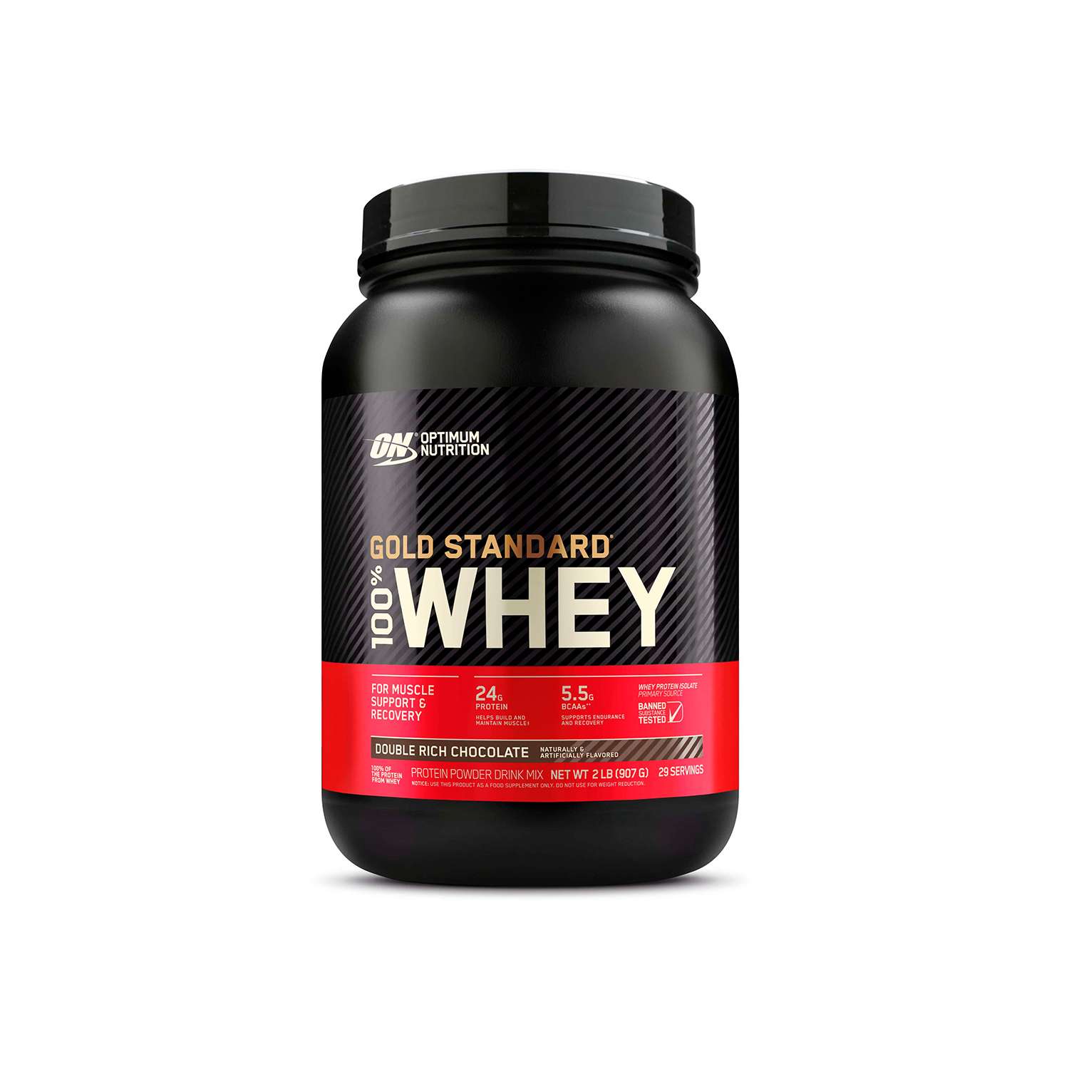 Протеин Optimum Nutrition Gold Standard 100% Whey 909 гр Двойной насыщенный шоколад - фото 1
