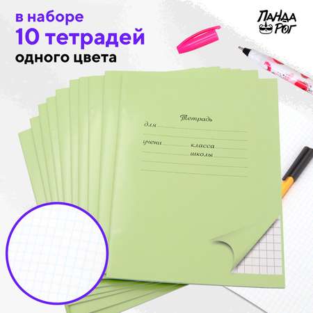 Тетради школьные в клетку ПАНДАРОГ 18 л картонная обложка набор 10 шт зеленые