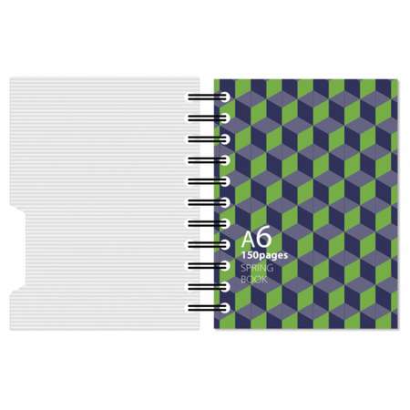 Бизнес-тетрадь Attache Selection Spring Book А6 150 листов клетка спираль синий зеленый 2 шт