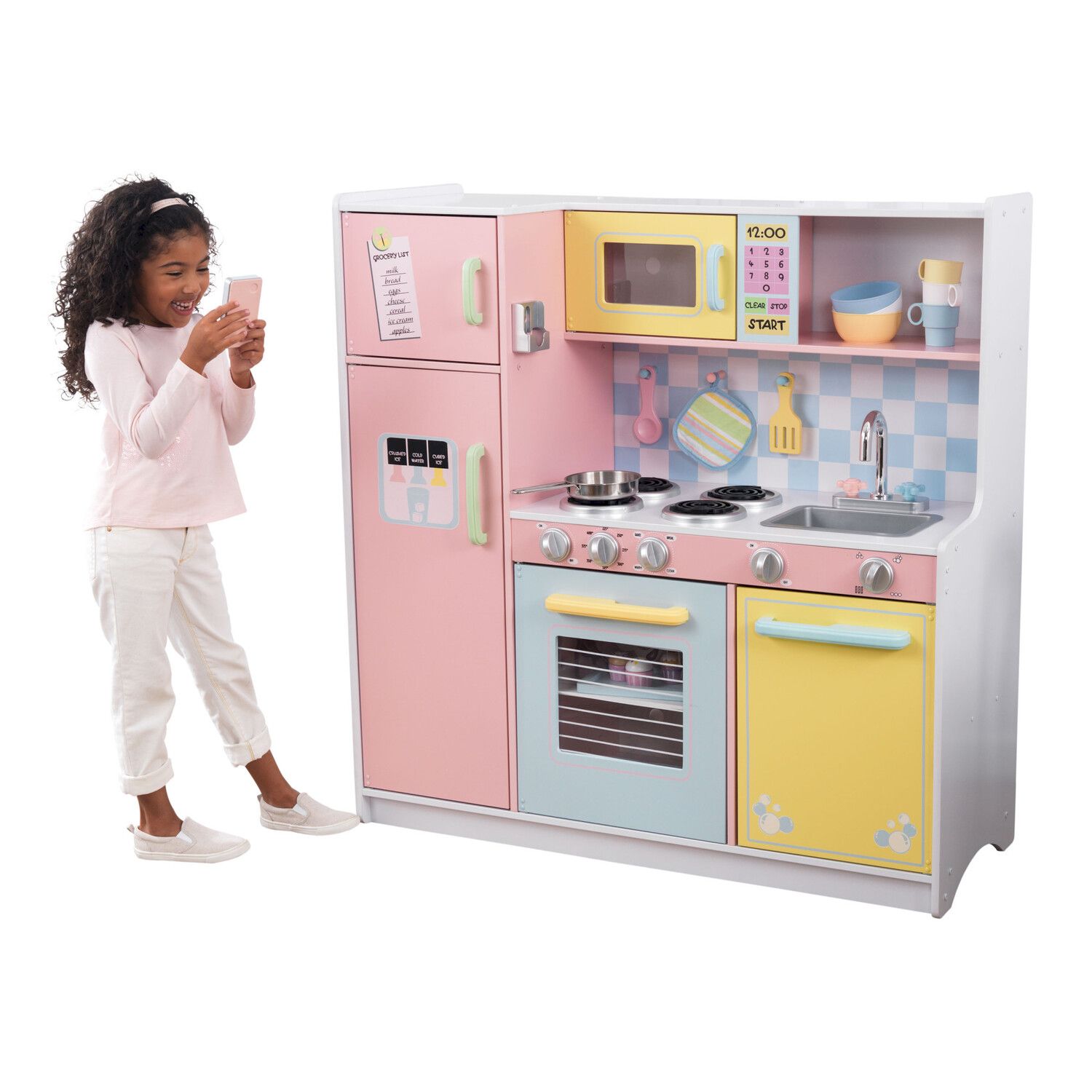 Деревянная детская кухня фото Кухня KidKraft Пастель 53181_KE купить по цене 52553 ₽ в интернет-магазине Детск