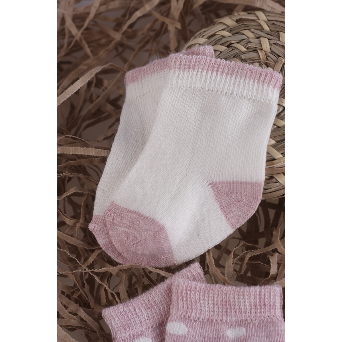 Носки 3 пары Olay Socks 02-MB0016-52/пудровый/молочный/горох/полоска - фото 4