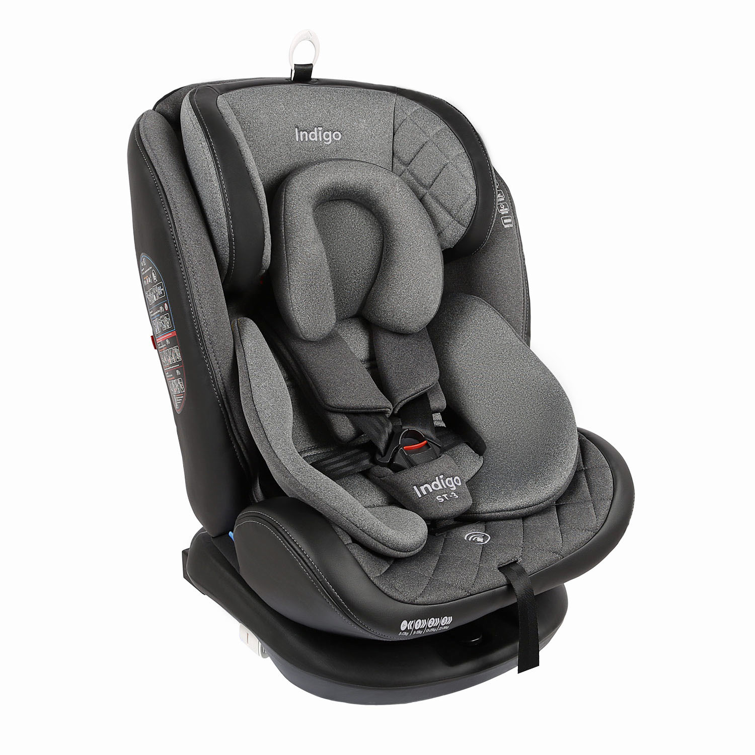 Автокресло Indigo Aero ST-3 Isofix растущее поворотное 0-36 кг серый - фото 1