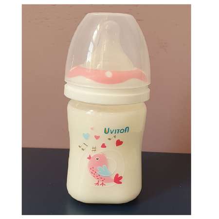 Бутылочка Uviton широкое горлышко 150 мл Розовая 0086