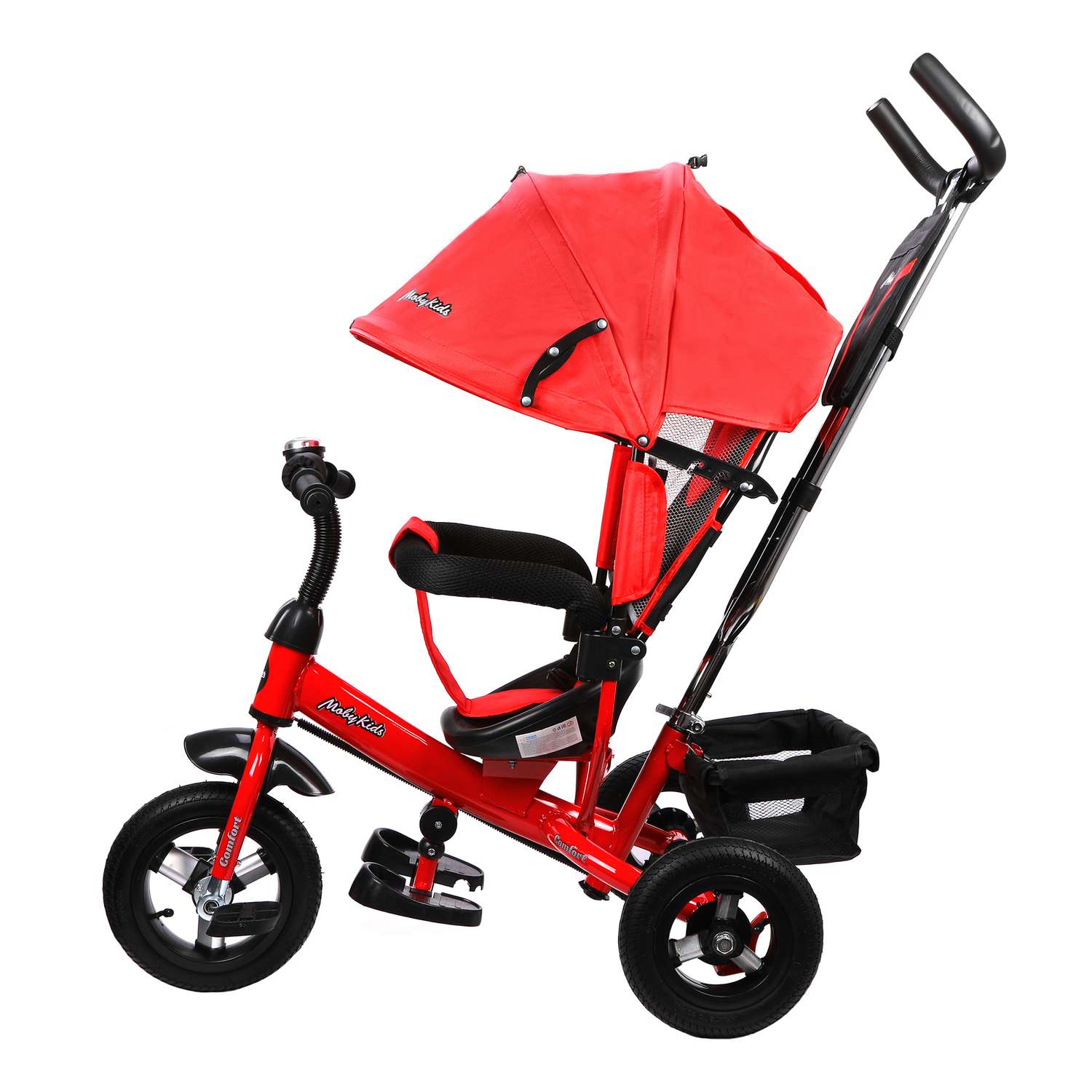 Велосипед трехколесный Moby Kids Comfort 10x8 AIR. Красный с ручкой - фото 2