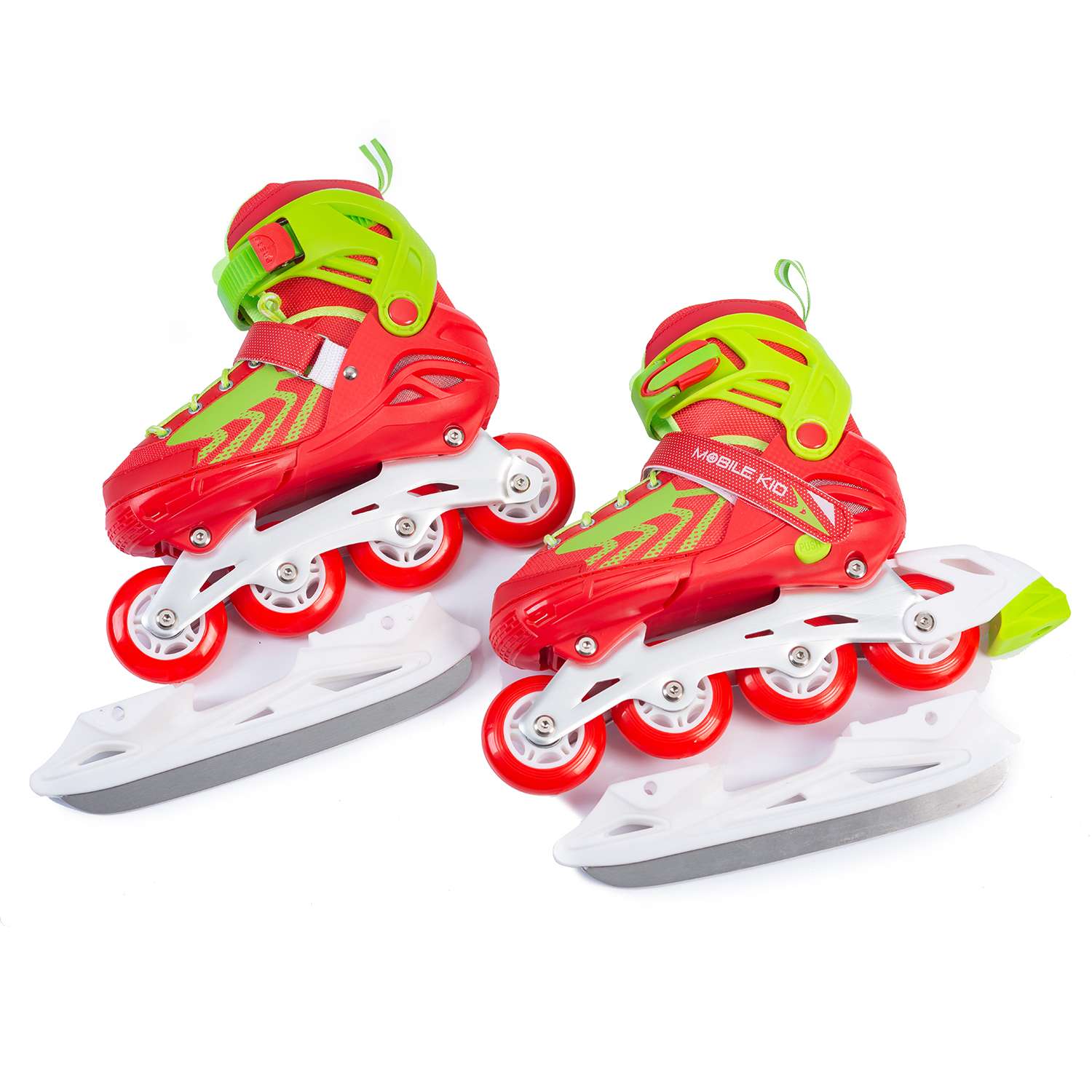 Коньки-ролики 2в1 Mobile Kid Uni Skate L red green - фото 4