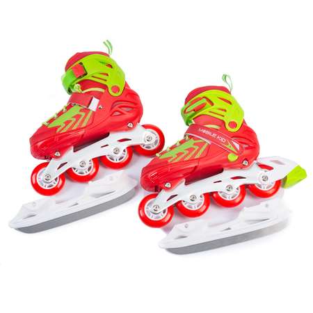 Коньки-ролики 2в1 Mobile Kid Uni Skate L red green