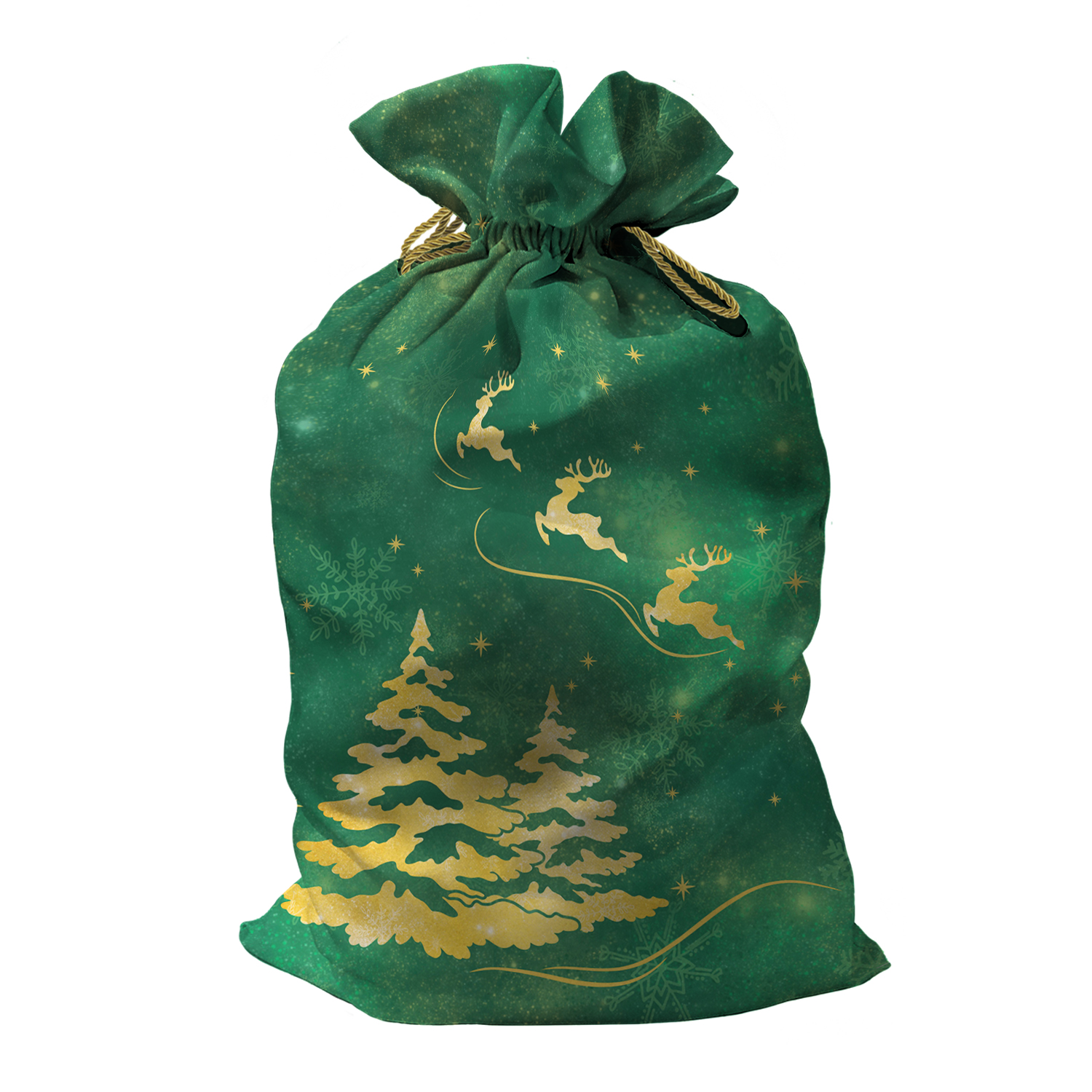Мешок для подарков sfer.tex Деда Мороза 45х82 см зеленый - фото 1
