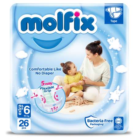 Подгузники Molfix детские Bantli Extra Large 15+ кг 26 шт