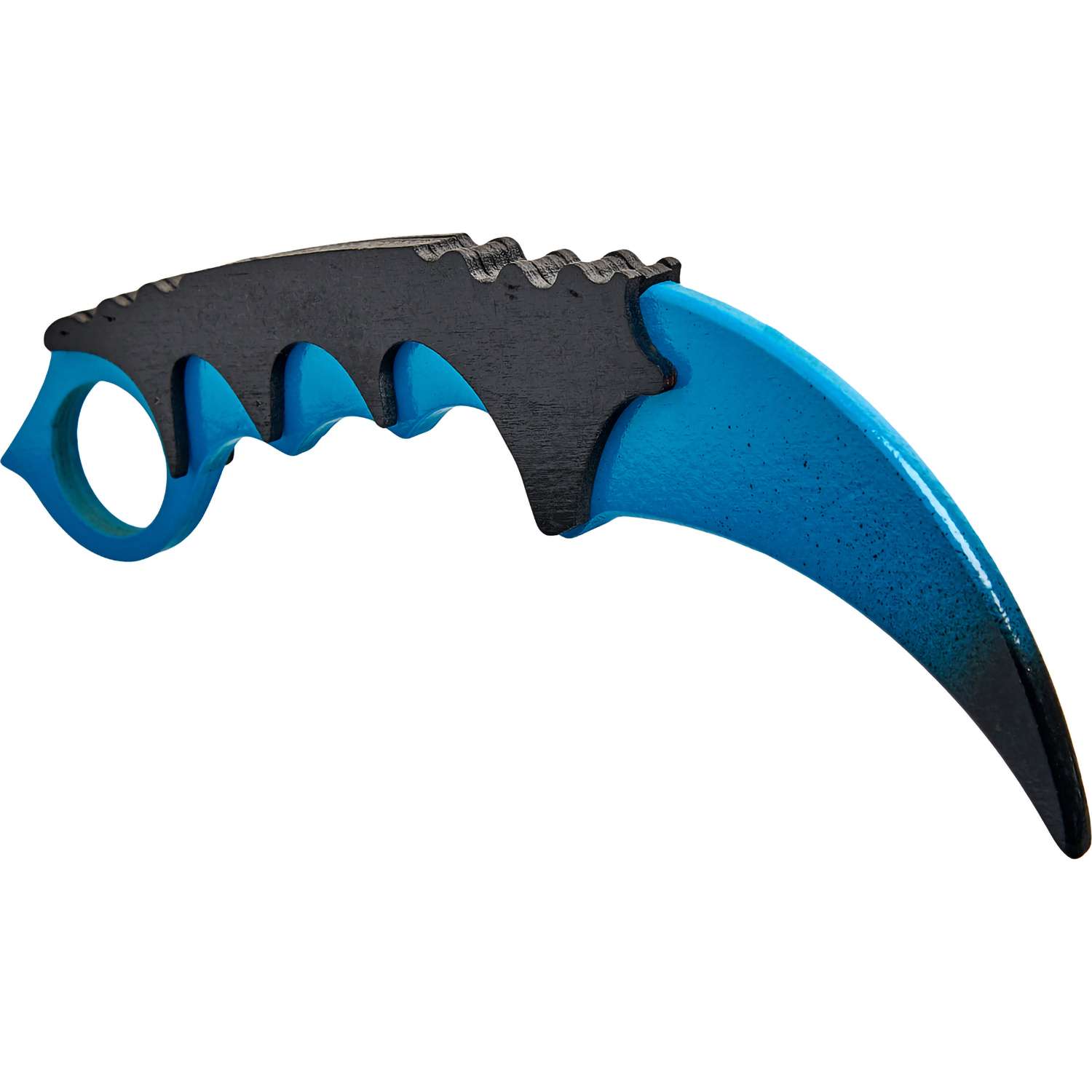 Нож-керамбит MASKME Сверхпрочные градиент голубой деревянный - фото 8