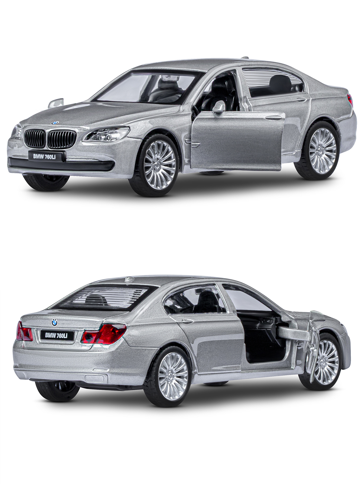 Автомобиль АВТОпанорама BMW 760 LI 1:46 серебряный JB1251261 - фото 6