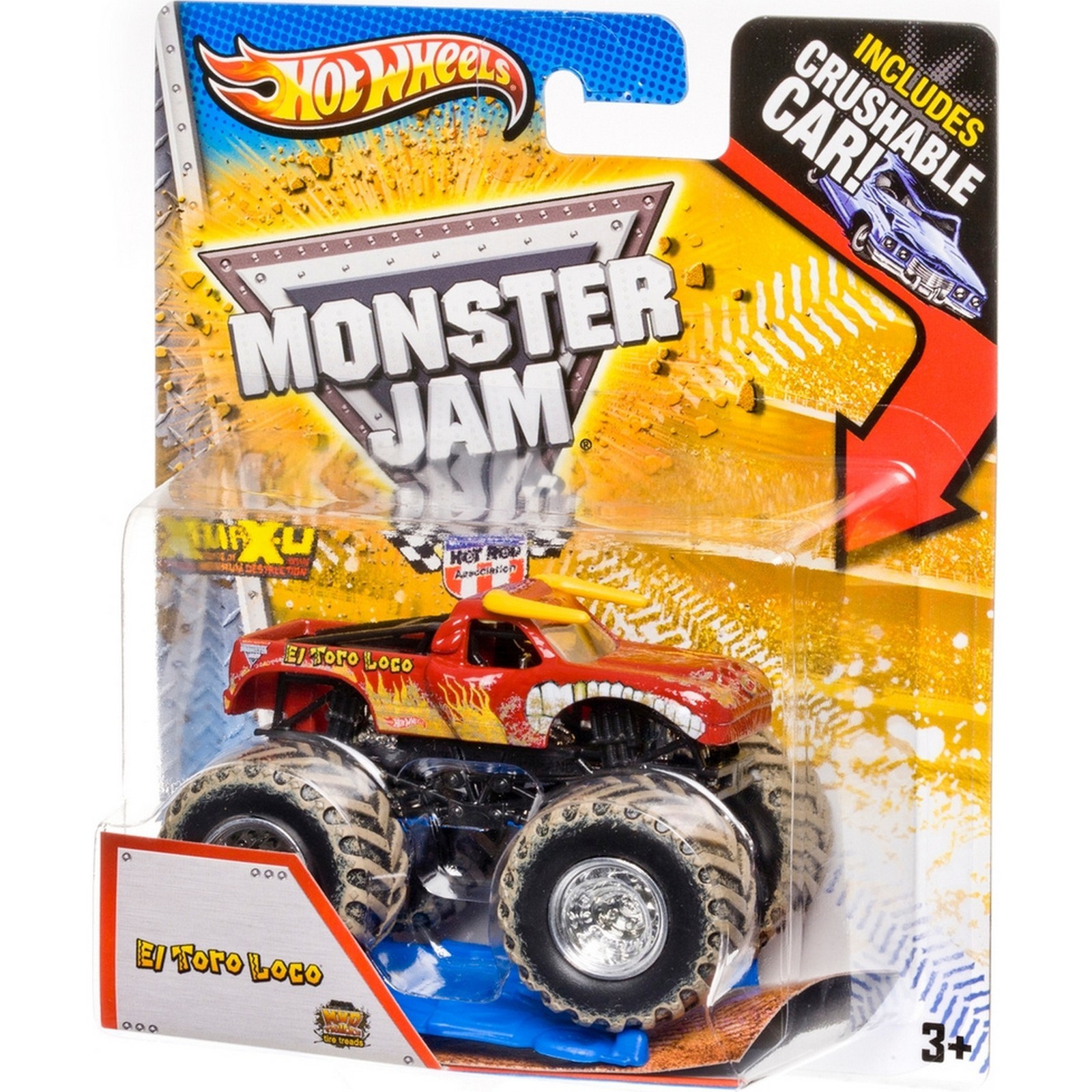 Машина Hot Wheels Monster Jam 1:64 Эль Торо Локо T1001 купить по цене 88 ₽  в интернет-магазине Детский мир