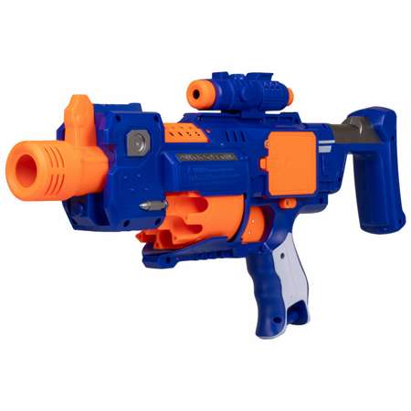 Бластер с мягкими пулями FunMax 1TOY Детское игрушечное оружие пистолет барабан на 10 выстрелов 20 снарядов с присосками