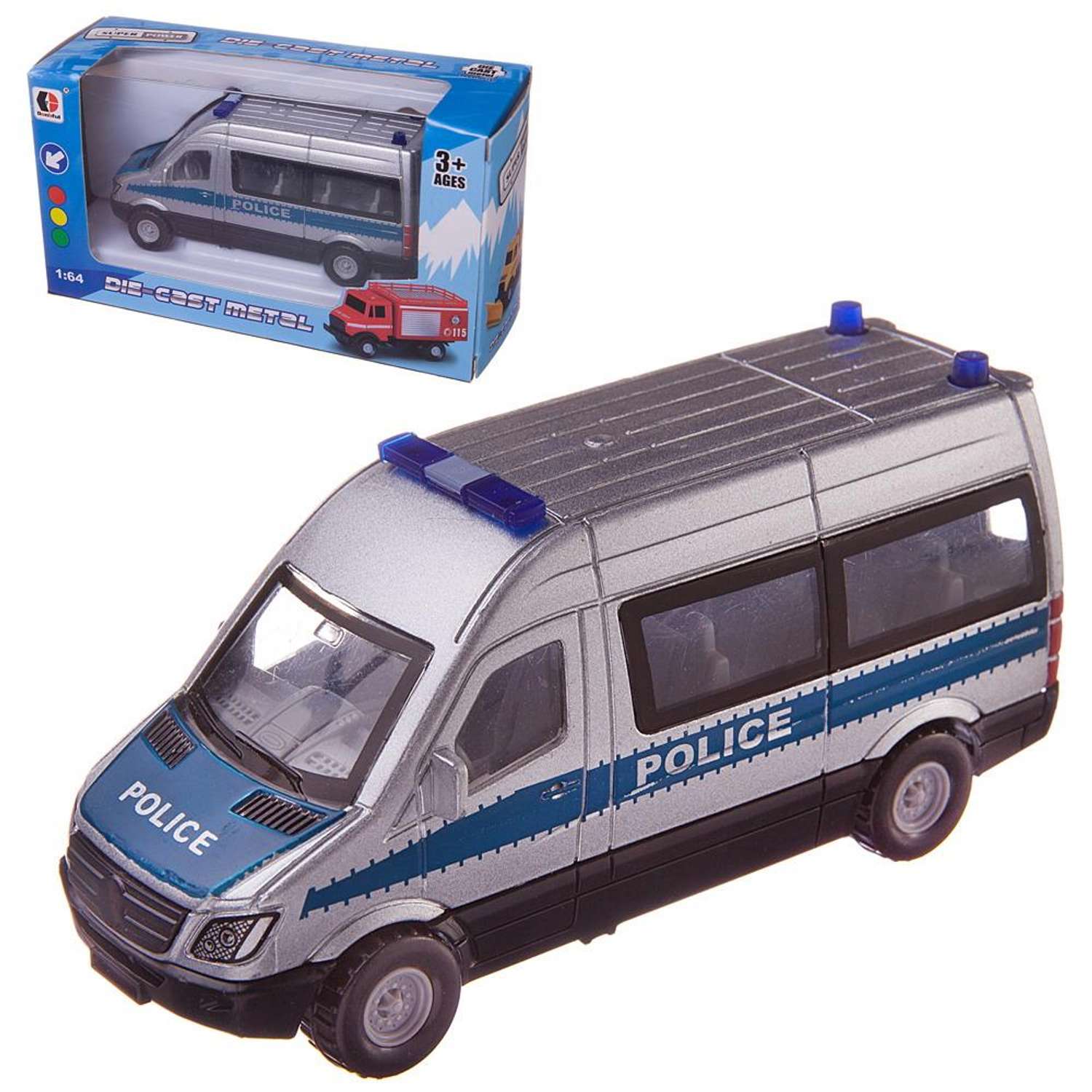 Машинка микроавтобус ABTOYS Полиция металлическая с открывающими дверцами WE-B2169 - фото 2