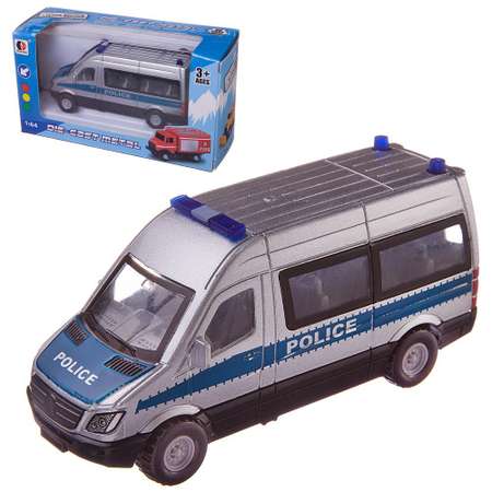 Машинка микроавтобус ABTOYS Полиция металлическая с открывающими дверцами