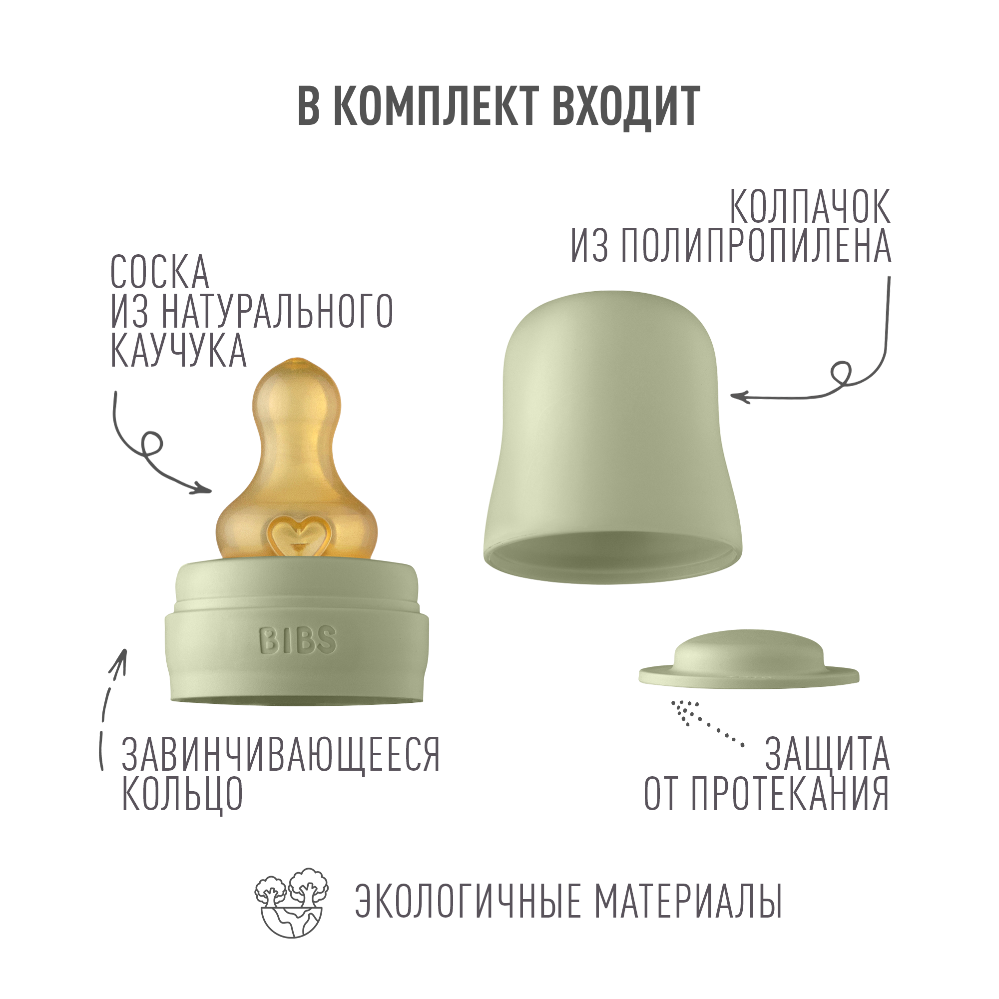 Набор с соской для бутылочки BIBS Bottle Kit Sage - фото 3