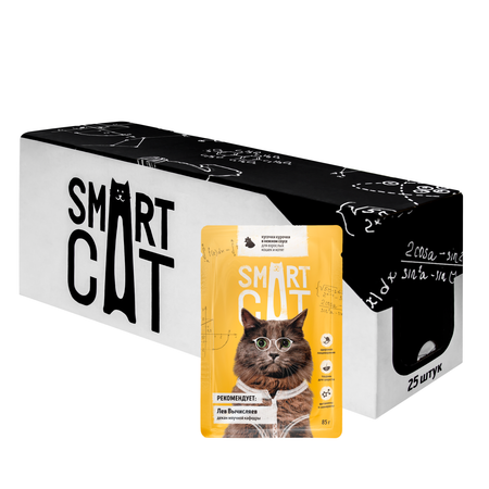 Корм для кошек и котят Smart Cat 85г кусочки курочки в нежном соусе