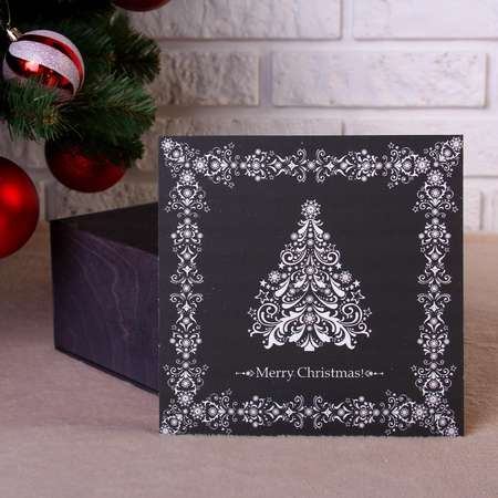 Коробка Sima-Land подарочная«Merry Christmas. c ёлкой» серая. 20×20×10 см