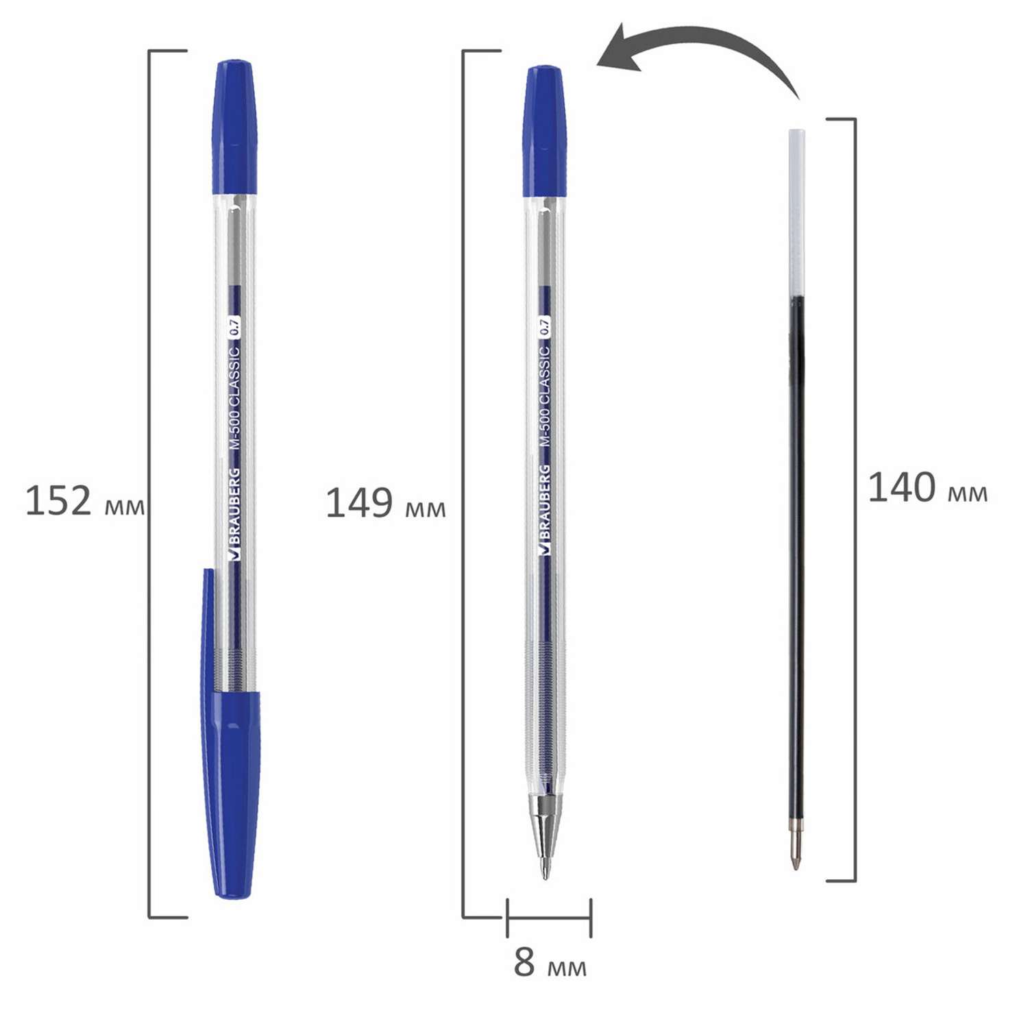 Ручки шариковые Brauberg М-500 синие набор 10 штук - фото 8