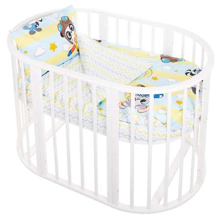 Комплект постельного белья Lemony kids в овальную кроватку Cute голубой/желтый 3 предмета