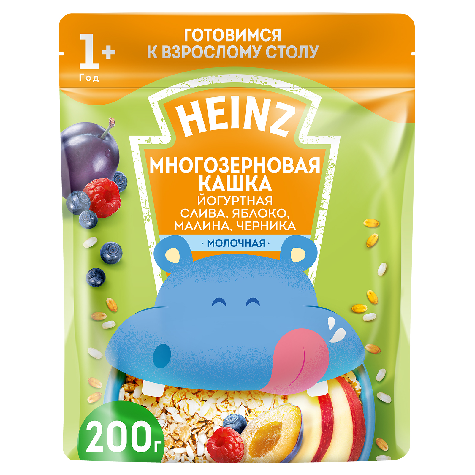 Каша Heinz йогуртовая многозерновая с малиной и черникой 200г с 12месяцев  купить по цене 199 ₽ в интернет-магазине Детский мир