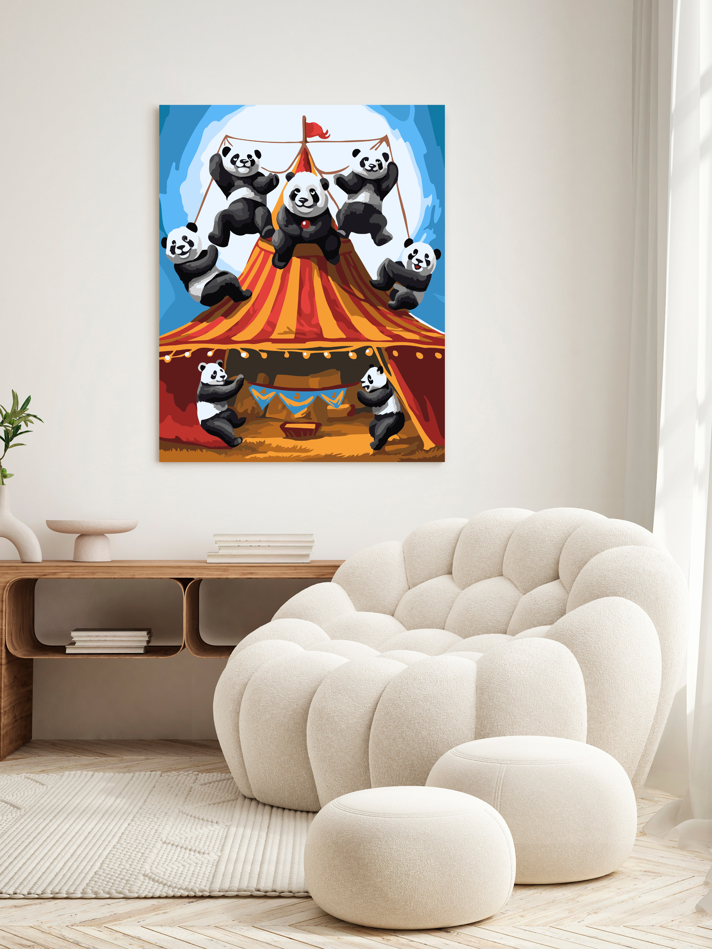 Картина по номерам Это просто шедевр холст на деревянном подрамнике 40х50 см Цирк с пандами - фото 3