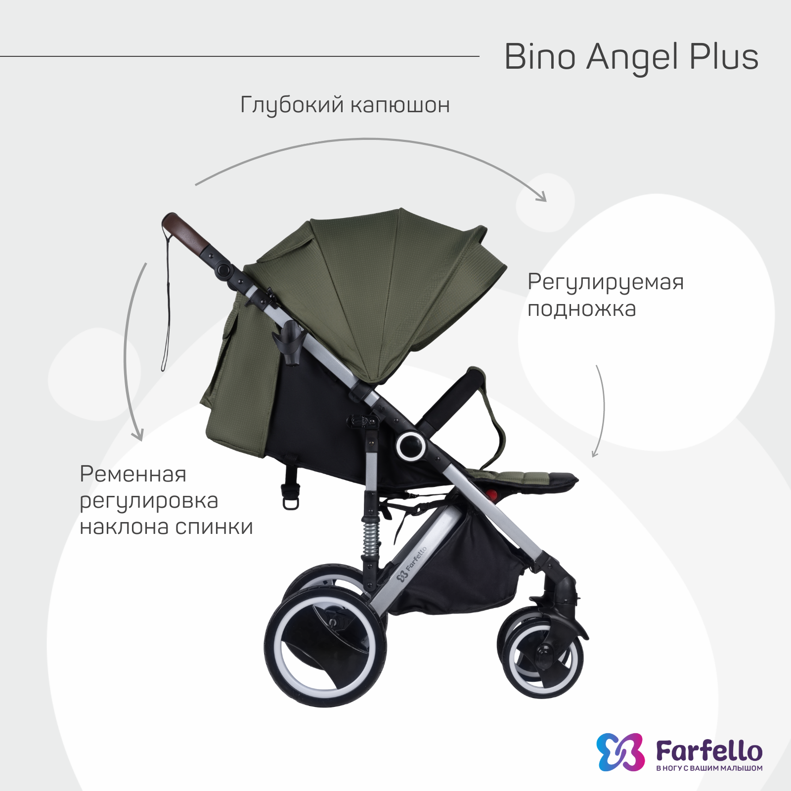 Коляска прогулочная детская Farfello Bino Angel Plus - фото 4