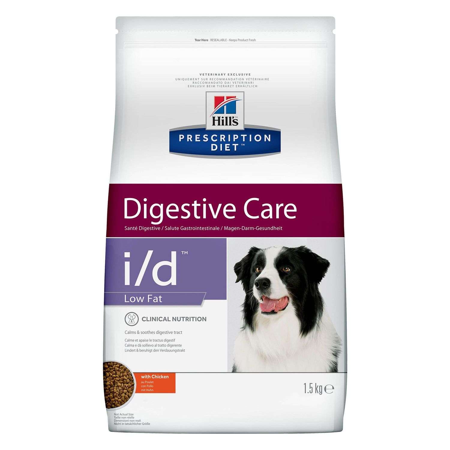 Корм для собак HILLS 1.5кг Prescription Diet i/d LowFat DigestiveCare для ЖКТ и поджелудочной железы с курицей сухой - фото 1