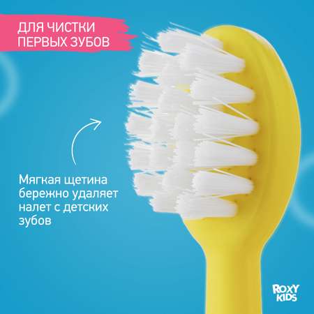 Зубная детская щетка ROXY-KIDS с ограничителем цвет желтый