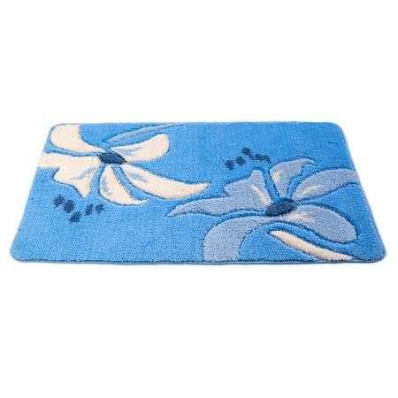 Ковер для ванной Aquarius цветок 55х90см голубой