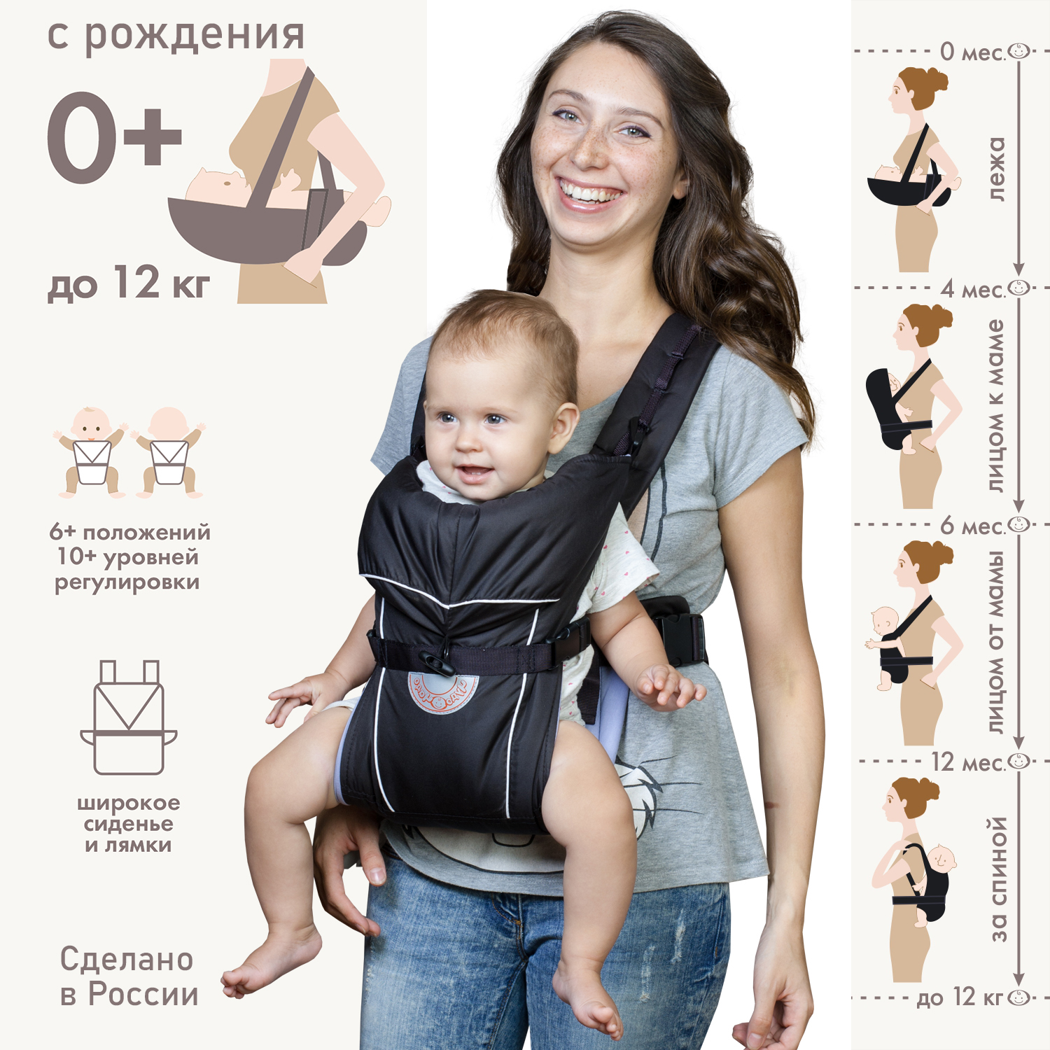 Рюкзак-кенгуру Чудо-чадо «‎BabyActive Simple» черный - фото 4