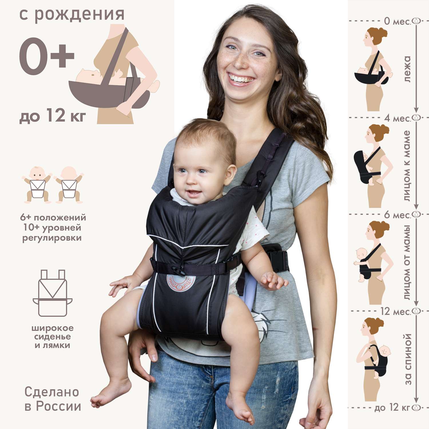 Рюкзак-кенгуру Чудо-чадо «‎BabyActive Simple» черный - фото 3