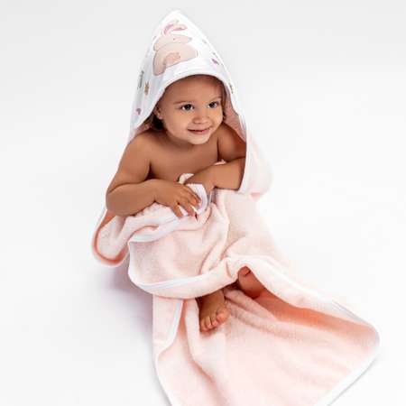 Полотенце AmaroBaby с уголком Wash Rabbit 90х90 см розовое