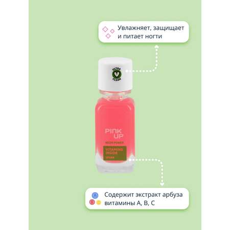 Средство для укрепления ногтей Pink Up Neon power с витаминами и экстрактом арбуза 11 мл