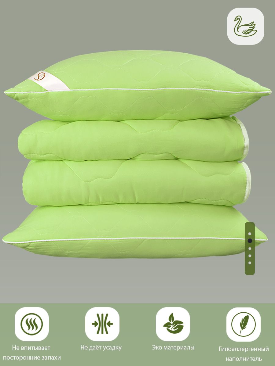 Одеяло Selena Crinkle line Евро 200х215 см с наполнителем Лебяжий пух зеленое - фото 3