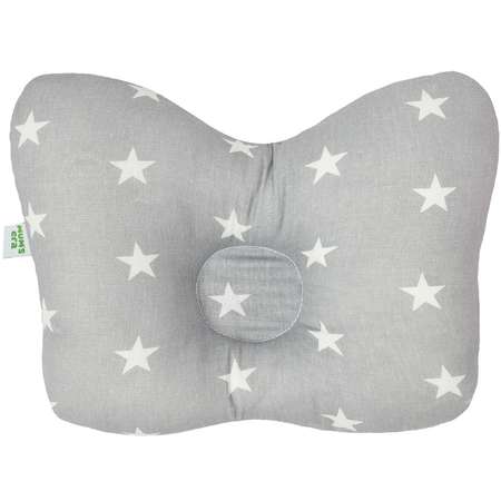 Подушка для новорожденных Mums Era ортопедическая звезда серая
