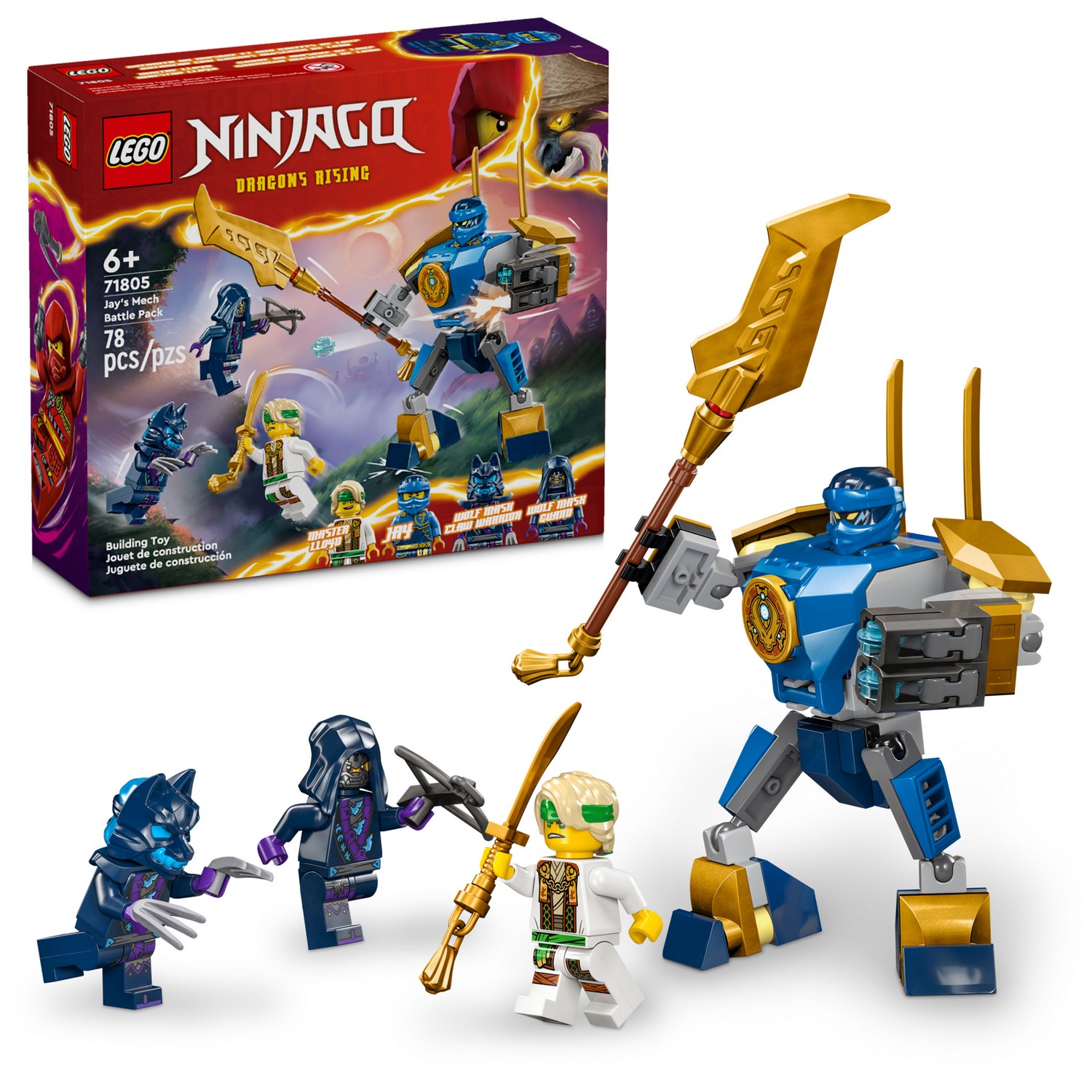 Конструктор детский LEGO Ninjago Боевой набор меха Джея 71805 - фото 1