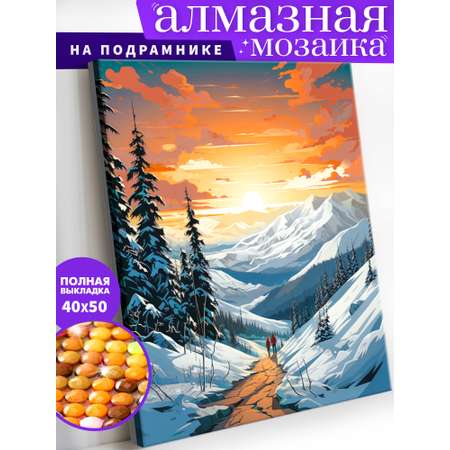 Алмазная мозаика Art on Canvas холст на подрамнике 40х50 см Зимняя тропа