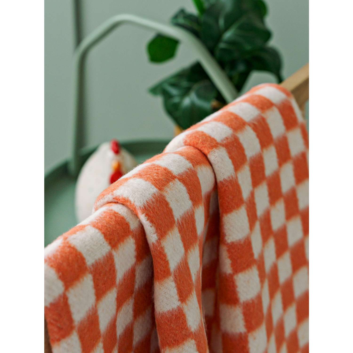 Одеяло байковое детское Суконная фабрика г. Шуя 100х140 рисунок клетка оранжевый - фото 4