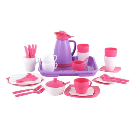 Набор посуды Полесье Алиса с подносом на 4 персоны (Pretty Pink)