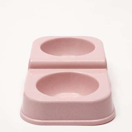 Миска Пижон пластиковая двойная на разноуровневом основании 35х20х7см розовая 400 мл