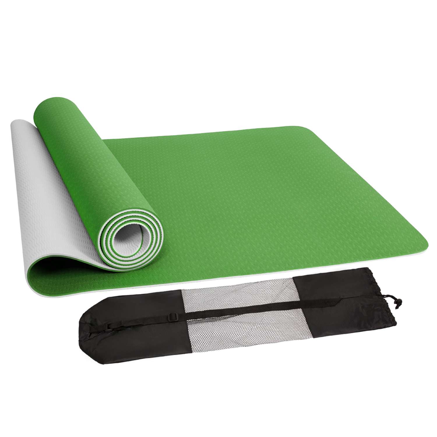 Коврик для йоги STRONG BODY двухсторонний серо-зеленый 183см х 61см х 0.6см - фото 2