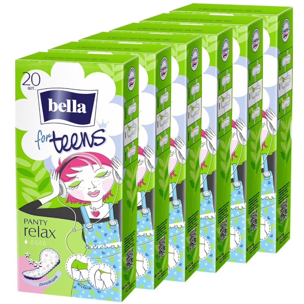 Прокладки ежедневные BELLA ультратонкие for teens relax deo 20 шт х 6 упаковок - фото 1