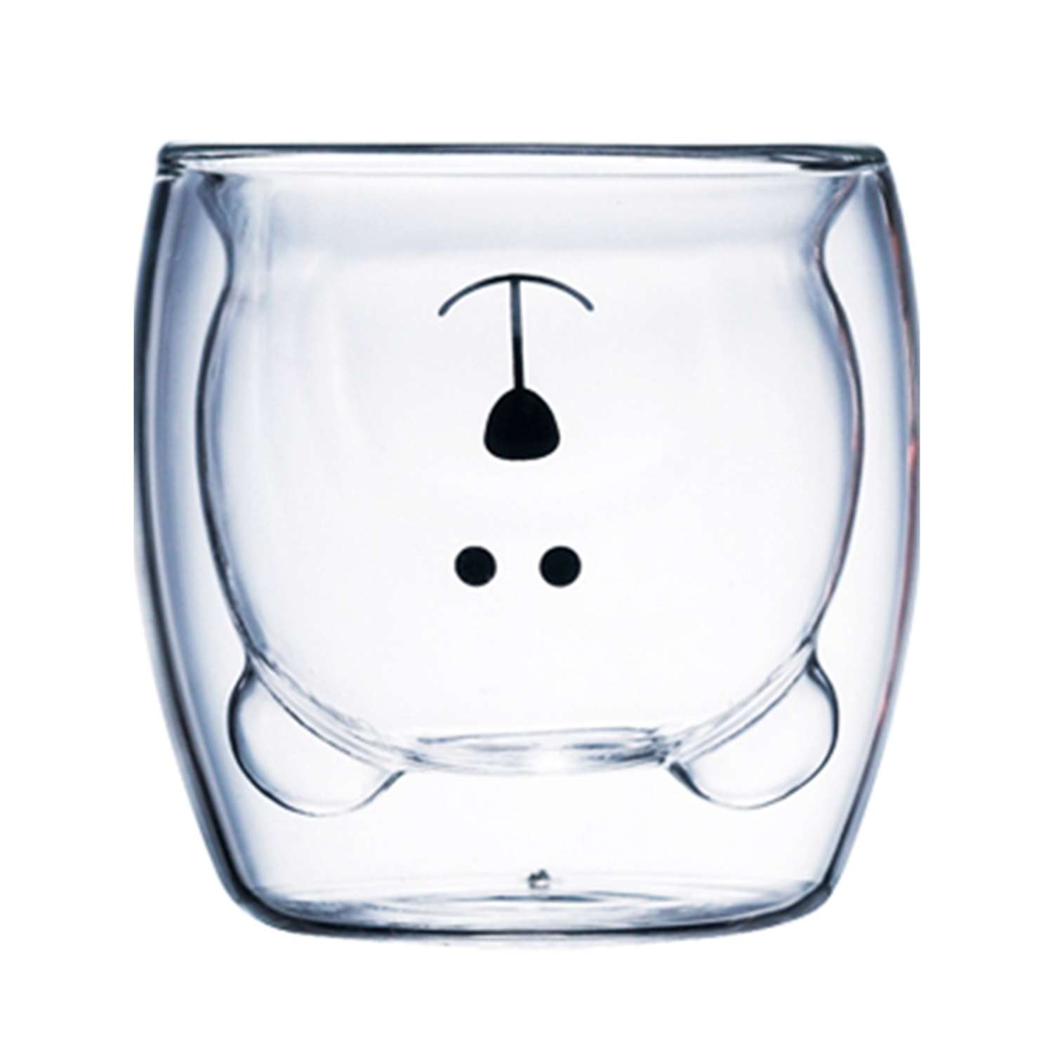 Стеклянный стакан KIMBERLY с двойными стенками прозрачный мишка 250 мл - фото 1