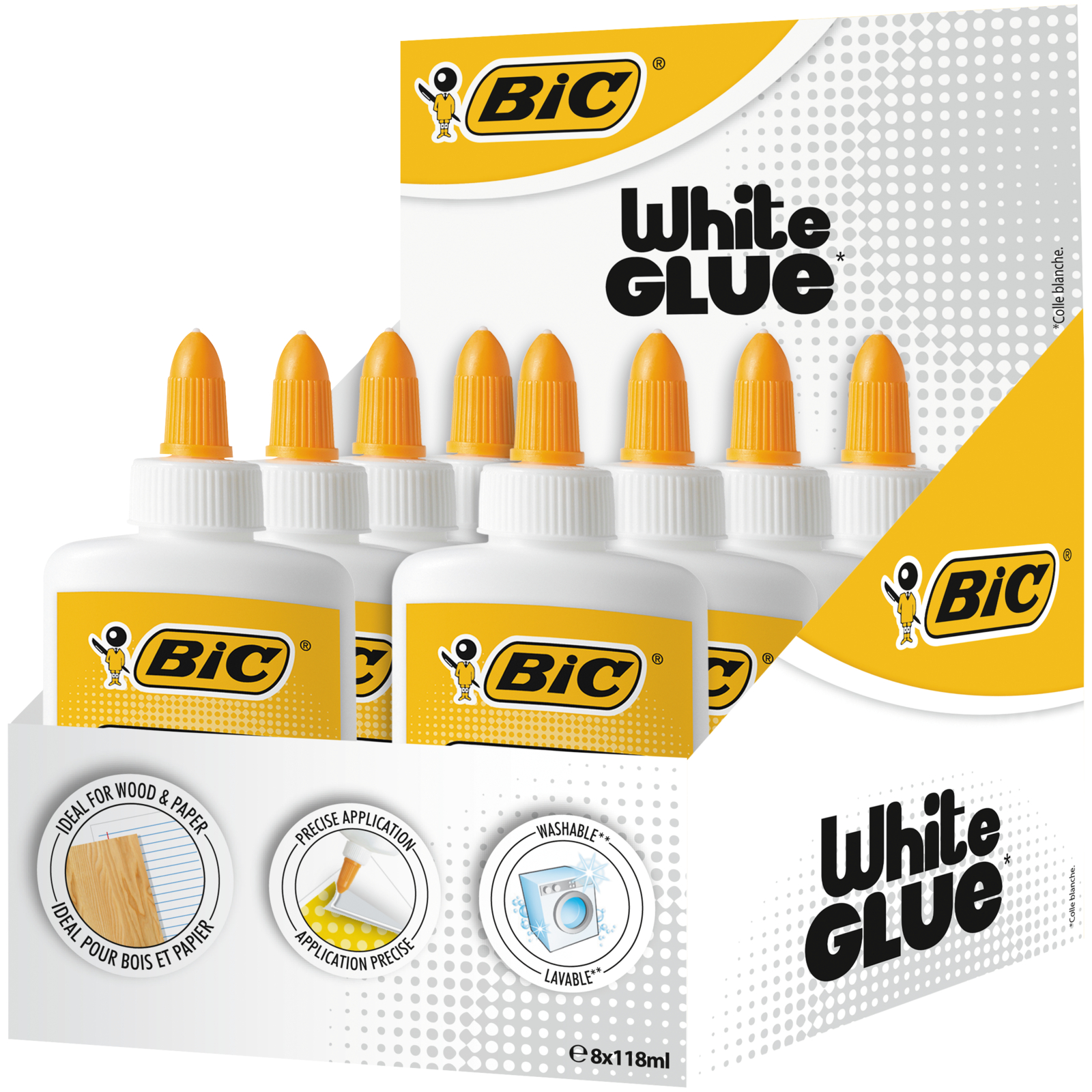 Клей BIC White Glue 118 мл 8 шт - фото 1