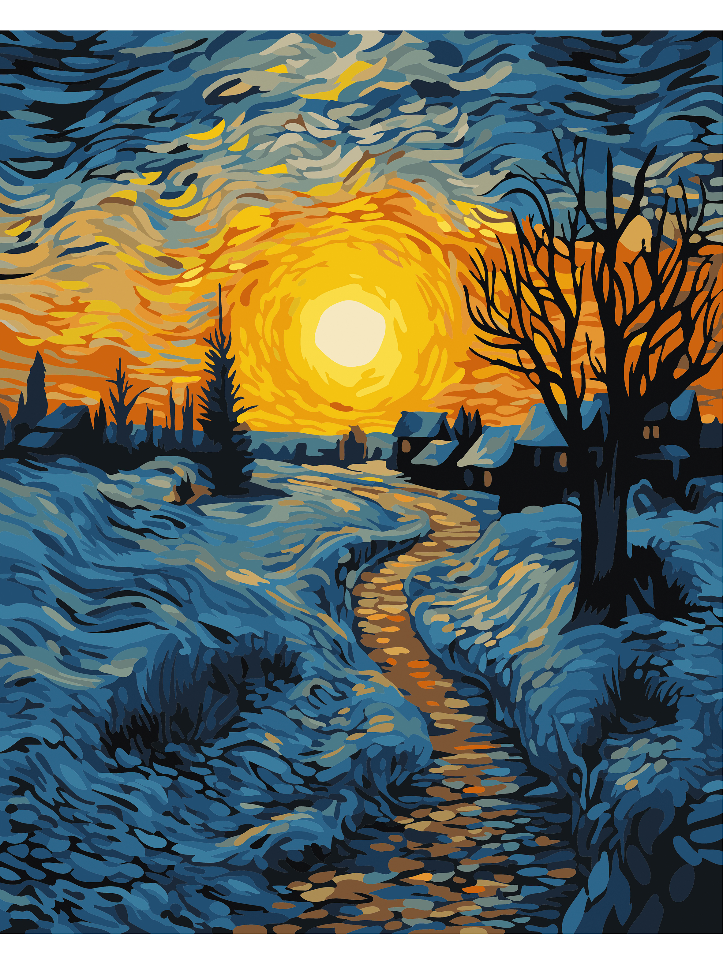 Картина по номерам Art sensation холст на подрамнике 40х50 см Зима в деревне - фото 2