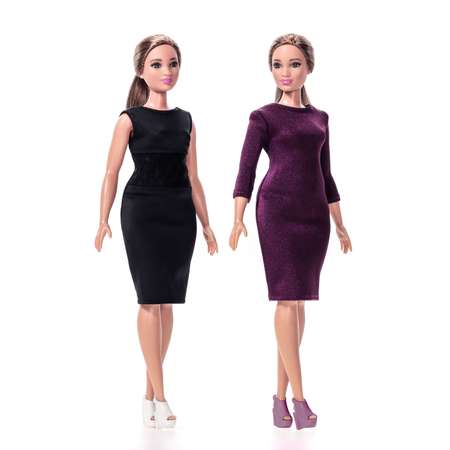 Платье одежда для кукол Barbie Пышка VIANA фиолетовый и черный