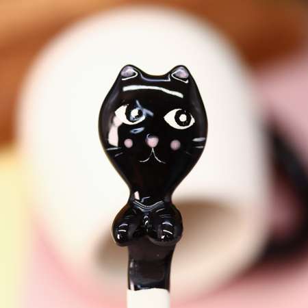 Кружка керамическая iLikeGift Sly cat с ложкой